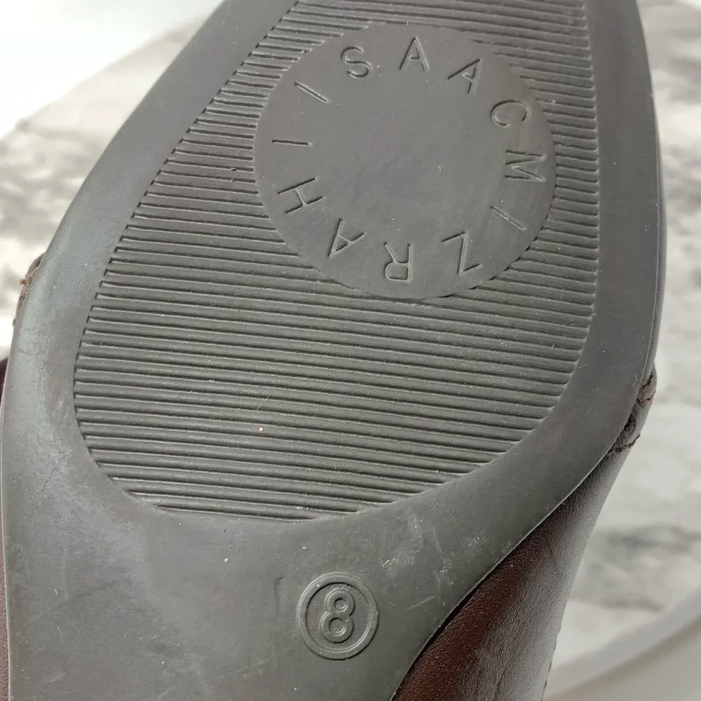 VTG Isaak Mizrahi For Target Polly Brown Leather Oxford Bow Flats 8 Heritage